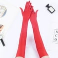 thumbnail image 3 of 1 Pair Gloves Solid Color Full Fingers Elastic Smooth Soft Breathable Elbow Length Bride Wedding Party Stage Show Performance Cosplay Gloves, 3 of 10
