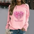 thumbnail image 2 of WREESH Women's Fall Pink Ribbon Sweatshirt Heart Graphic Long Sleeve Casual Top Breast Cancer Awareness Shirts Pink, 2 of 5