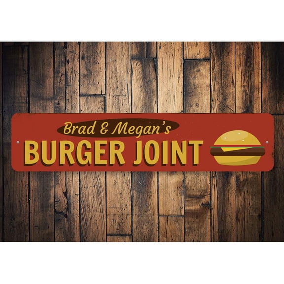 Burger Joint Novelty Sign, Metal Wall Decor - 4x18 inches