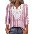 thumbnail image 3 of TaTaai Bohemian Women Blouse 3/4 Sleeve V Neck Loose Fit Machine Washable Lightweight Casual Vacation Beach Daily Wear Top Gift, 3 of 9