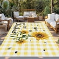 thumbnail image 2 of Sunflowers Outdoor Rug for Patio/Deck/Porch, Non-Slip Large Area Rug 5 x 7 Ft, Spring Summer Bees Floral Yellow Plaid Indoor Outdoor Rugs Washable Area Rugs, Reversible Camping Rug Carpet Runner, 2 of 8