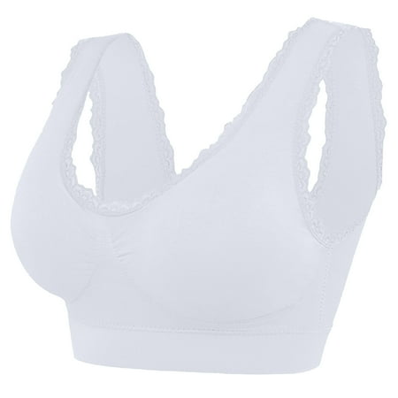 Front Close Bras for Women No Underwire Bra Feature V-Neck Balconette Bra Style W-454 Hook and Eye Closure Padded Bras No Underwire White L