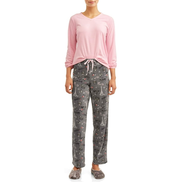 Hanes Hanes Women's 3Piece Pajama Set with Sherpa Slippers Walmart