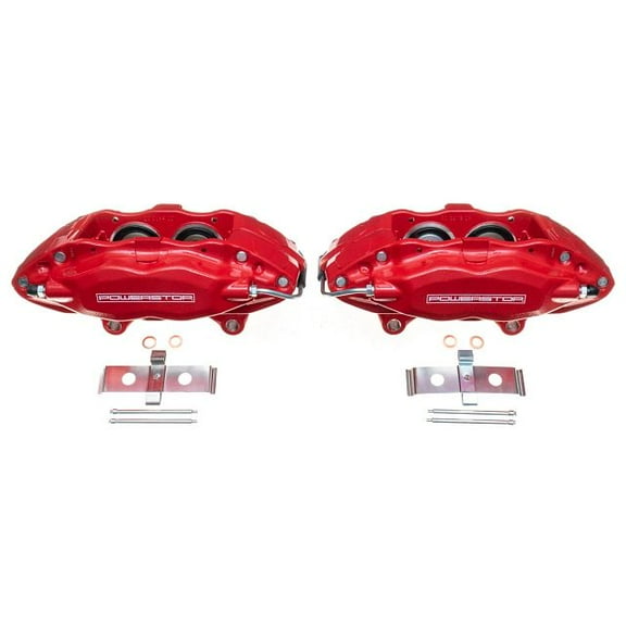 Power Stop Front Pair of Red Powder Coated Calipers S5284