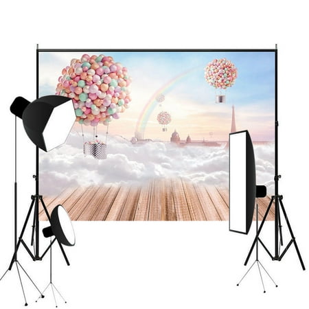 Image of SAYFUT Studio Photo Video Photography Backdrops 7x5ft Hot Air Balloon Scenic Printed Vinyl Fabric Background Screen Props