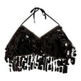 thumbnail image 1 of Sujetador de danza del vientre de rendimiento para mujer, con borlas brillantes y lentejuelas, para carnaval, fiesta Negro, 1 of 9