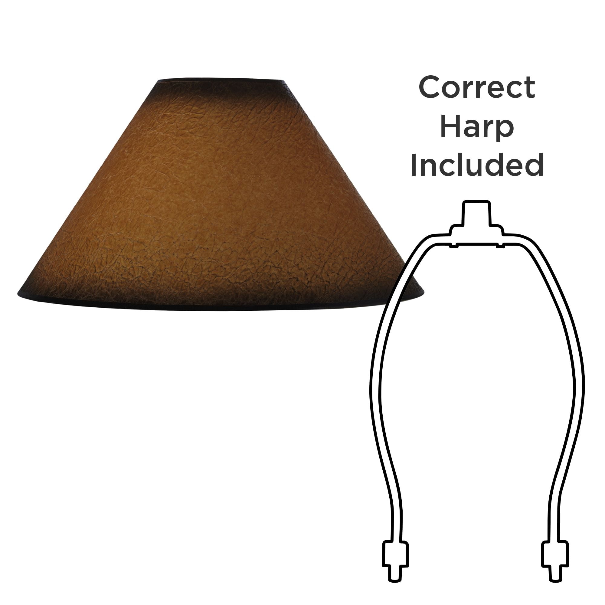 Springcrest Set of 2 Empire Lamp Shades Distressed Faux Paper Large 6" Top x 19" Bottom x 12" High Spider Harp and Finial Fitting
