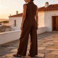 thumbnail image 4 of Womens Sleeveless Linen Jumpsuit Casual Loose Fit Wide Leg One Piece Outfit with Pockets, L, 4 of 4