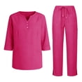 thumbnail image 3 of Minjewel Women's Short Sleeve Round Neck Scrubs for Women Set with Pockets, Breathable Scrub Set for Nurses, Caregivers & Medical Professionals,Hot Pink S, 3 of 7