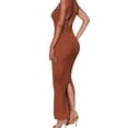 thumbnail image 5 of SAYOO Women Sleeveless Bodycon Dress Summer Casual Solid Color Backless Split Party Dress Club Streetwear, 5 of 6