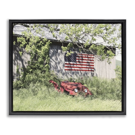 Stupell Industries Farmhouse Americana Lush Country Greenery Black Floating Frame Canvas Art, 31 x 25, by Lori Deiter