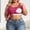 Hot Pink, variant on Womens Wine Plus Size Square Neck Ribbed Crop Tank Top Built in Shelf Bra,Size 5XL