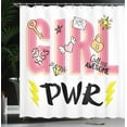 thumbnail image 4 of Ambesonne Girl Slogan Shower Curtain, Girl Power with Hearts, 69"Wx84"L, Multicolor, 4 of 5