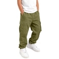 thumbnail image 6 of RUTAYY Boys Cargo Pants Drawstring Waist Straight Leg Front Pockets Outdoor Play Trousers Everyday Outdoor Adventures, Green, 6 of 8