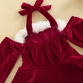thumbnail image 6 of Mercatoo Toddler Baby Girl Christmas Dresses Lacing Strapless 𝐇𝐚lter Velvet Dresses Christmas P𝐚rty Dresses Outfit, 6 of 7