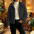 thumbnail image 2 of uublik Fleece Jacket Women Black Open Front Long Cardigan Coat Warm Winter Outwear Jackets, 2 of 6