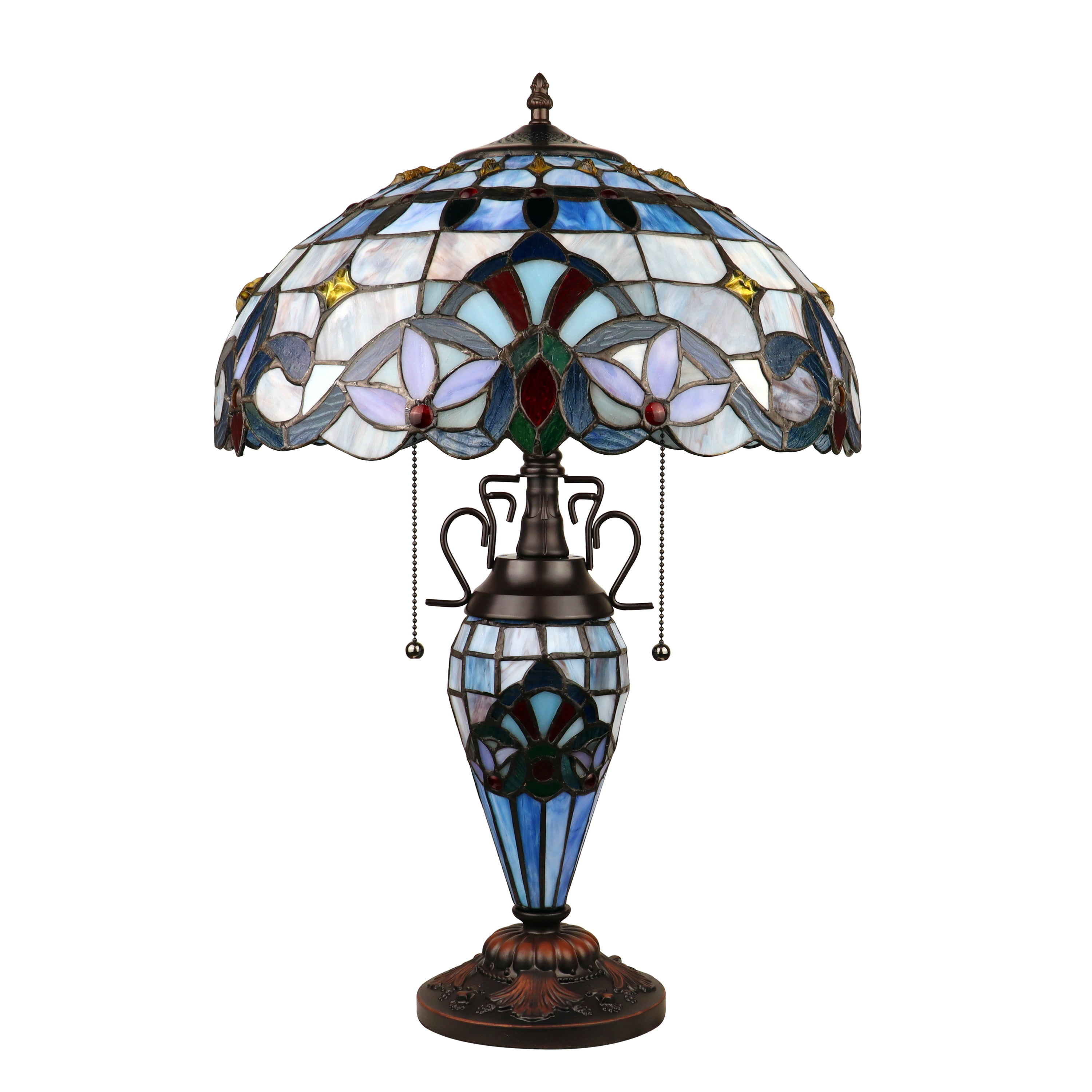 RADIANCE goods Victorian-Style Dark Bronze 3 Light Double Lit Table Lamp 16" Wide