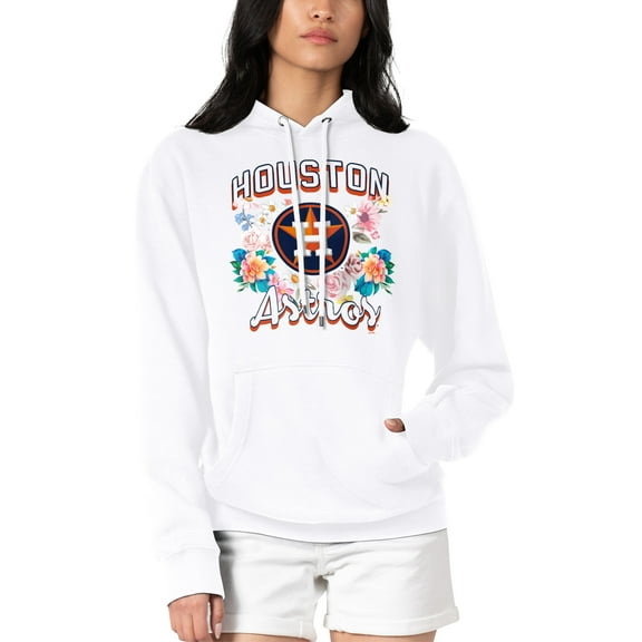 Women's G-III 4Her by Carl Banks White Houston Astros Flowers Graphic Pullover Hoodie
