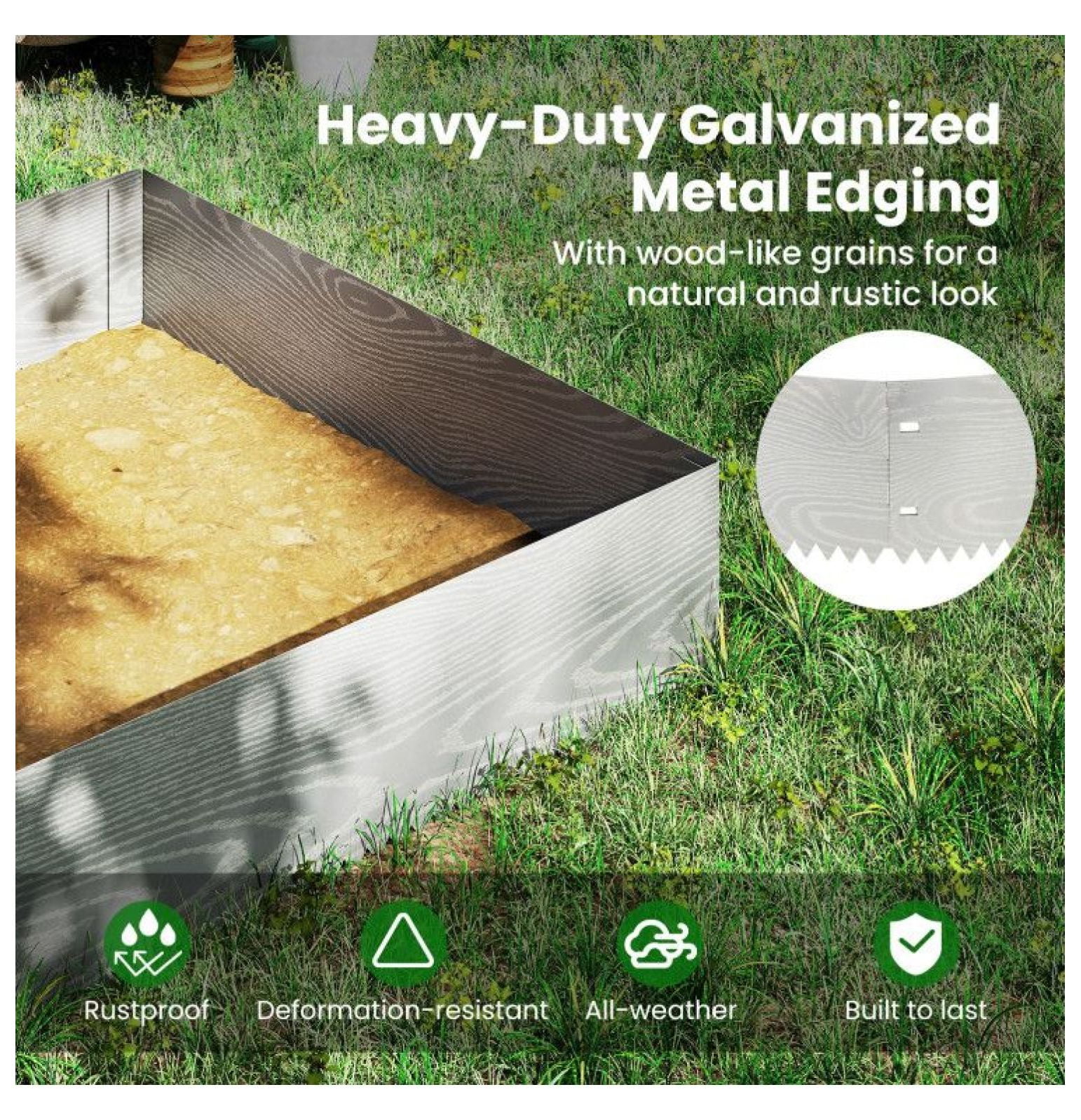 FASCK 6-Pack 20FT Galvanized Metal Landscape Edging, Lawn Garden Border for Yard Flower Bed Design