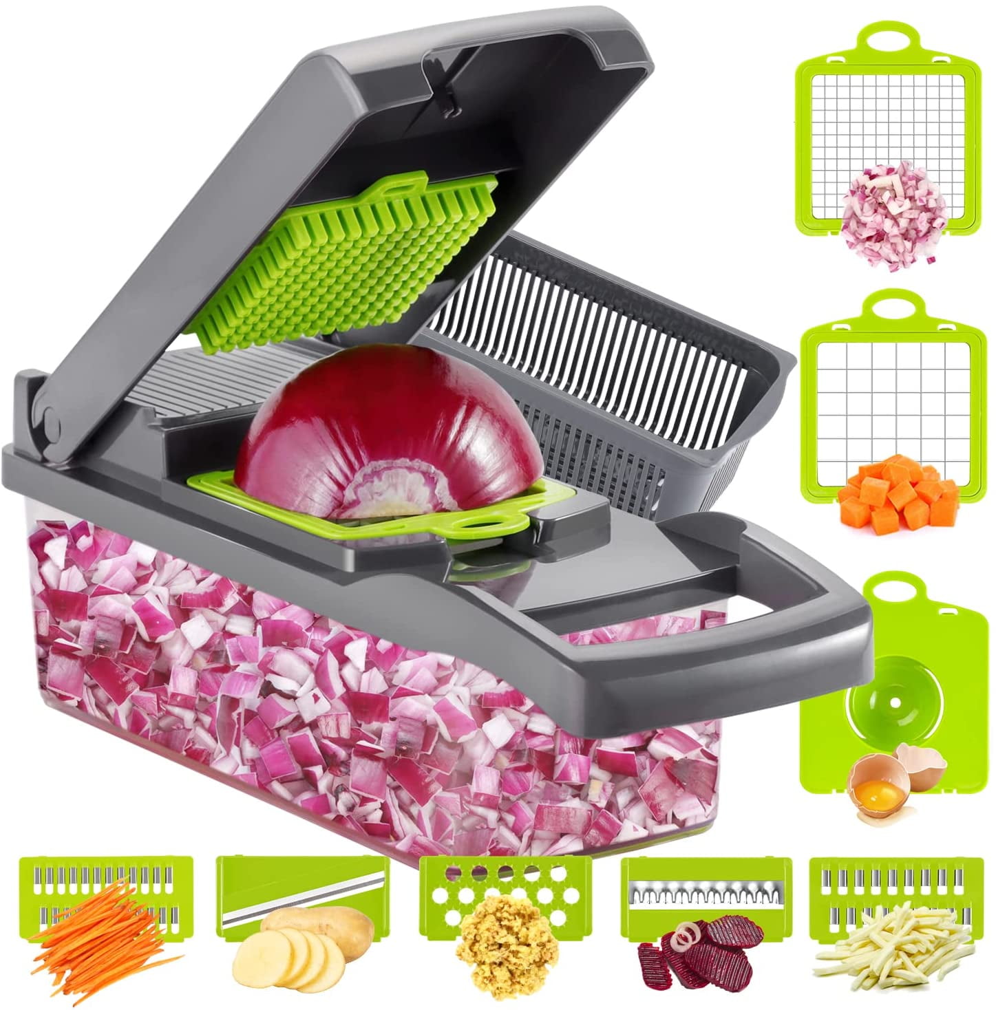 Dropship Vegetable Chopper 14 In 1 Mandoline Slicer Multi-Function Kitchen  7 Replaceable Stainless Steel Vegetable Cutter With Egg Separator Hand Guard  Julienne Grater For Onion Potato Fruit to Sell Online at a