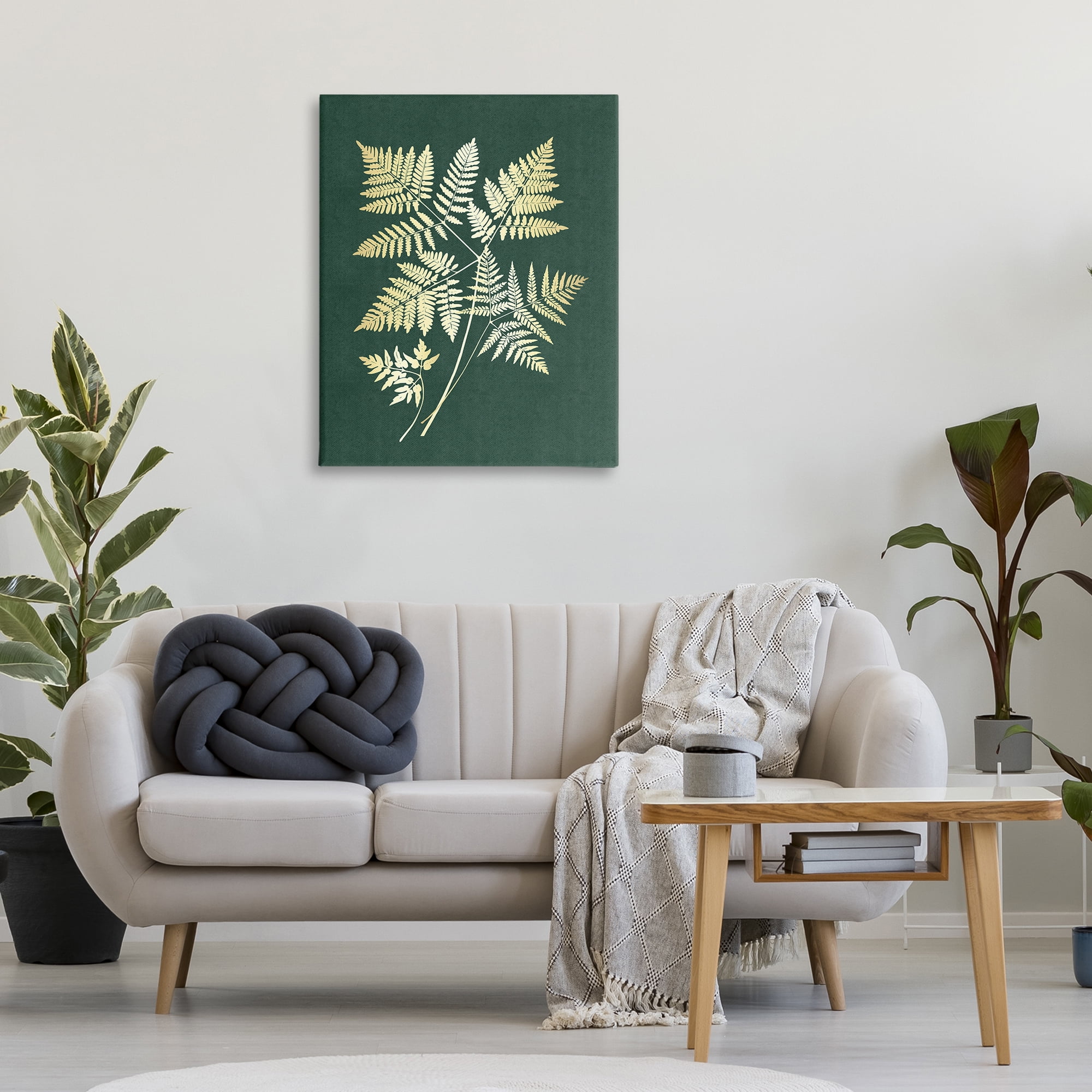 Stupell Industries Fern Leaves on Green Plants & Flowers Painting Wrapped Canvas Art Print Wall Art, 30 x 40