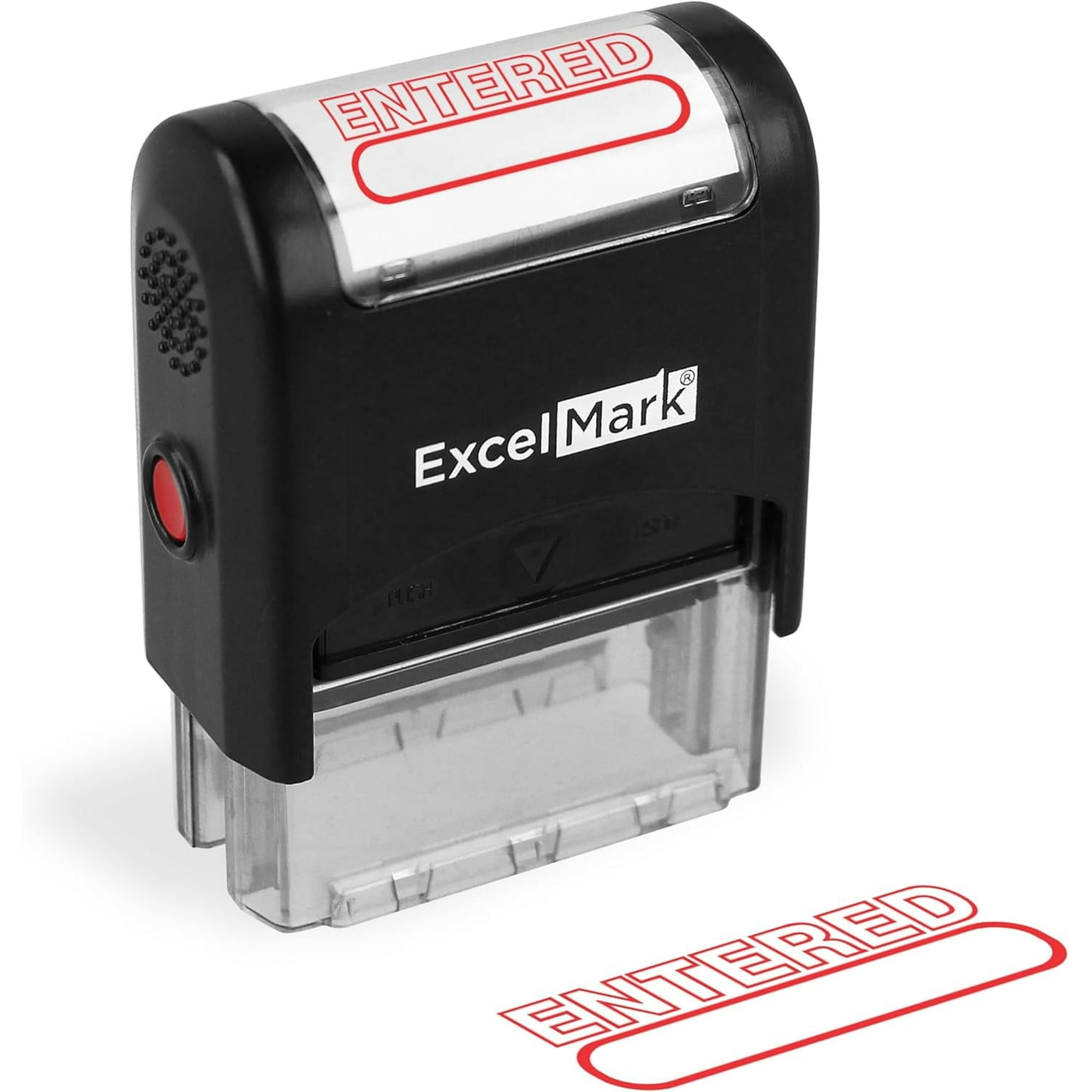 ExcelMark Entered Self Inking Rubber Stamp - Red Ink