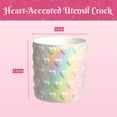 thumbnail image 5 of Paris Hilton Embossed Hearts Ceramic Utensil Crock, Fits Up To 18 Kitchen Gadgets, Multipurpose Holder, Decorative Vase, White Iridescent, 5 of 6