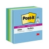 Post-it® Recycled Super Sticky Notes, 3 in x 3 in, Oasis Collection, 5 Pads/Pack, 90 Sheets/Pad