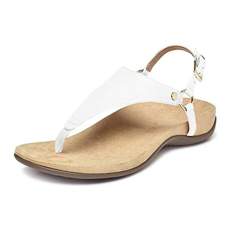 

Là Vestmon Arch Support Sandals for Women T Strap Orthotic Flat Flip Flops