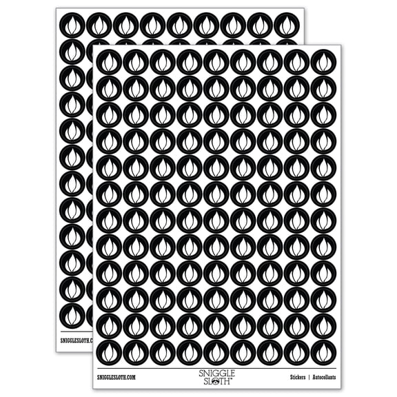 Fire Symbol 200 Round Stickers - Black - Gloss Finish - 0.50" Size