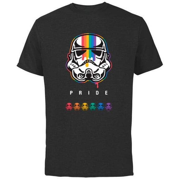 Star Wars Pride Stormtrooper Helmet Rainbow Paint Drip - Short Sleeve Cotton T-Shirt for Adults - Customized-Black