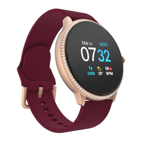 iTouch Sport 3 Special Edition Smart Watch & Fitness Tracker, For Women and Men, (43mm), RoseGold Case, BurGundy Strap