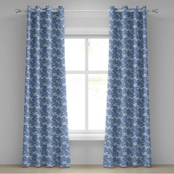 Ambesonne Floral Grommet Curtain, Botanical Pastel Nature, 50" x 84", Violet Blue Yellow
