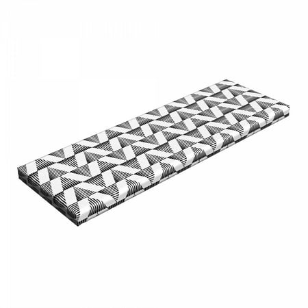 

Black and White Bench Pad Striped Triangles up and down in Scribble Style Boho Illustration HR Foam Cushion with Decorative Fabric Cover 45 x 15 x 2 Black White by Ambesonne