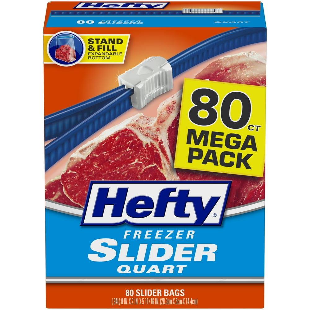Hefty Slider Freezer Bags, Quart Size, 80 Count