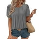 thumbnail image 2 of Tops de manga larga,Camiseta de manga corta para mujer, top informal con cuello en V, blusa de poliéster con cuello redondo, ligera, suave y cómoda, para usar en casa, sopatenor, 2 of 9