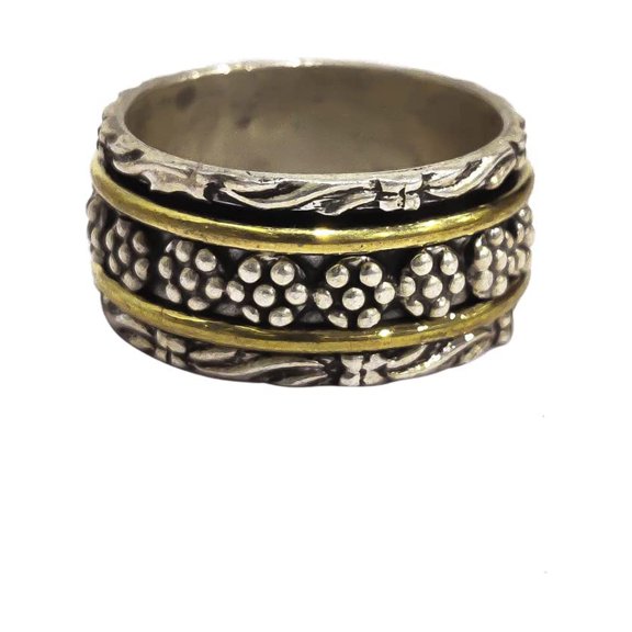 Plain Spinner Band, Meditation Ring, 925 Sterling Silver Ring, Spinning Hammer Ring, Two Tone Ring, Fidget Ring, Handmade Jewelry, Christmas Oxidized, Womans Band Ring, Anxiety Ring, Mans Band Gifts