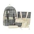 thumbnail image 1 of 5pcs/set Woman Backpack Fashion Cute Plaid School Bags for Vacations (Pink), 1 of 10