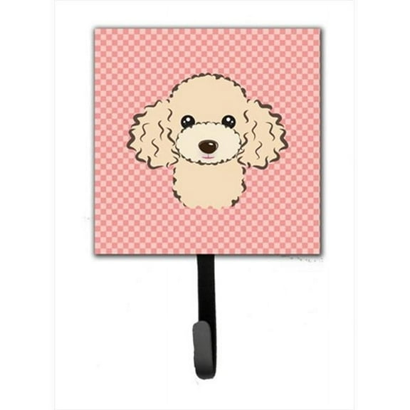 Carolines Treasures Checkerboard Pink Buff Poodle Leash Or Key Holder - 4.25 W x 7 H In.