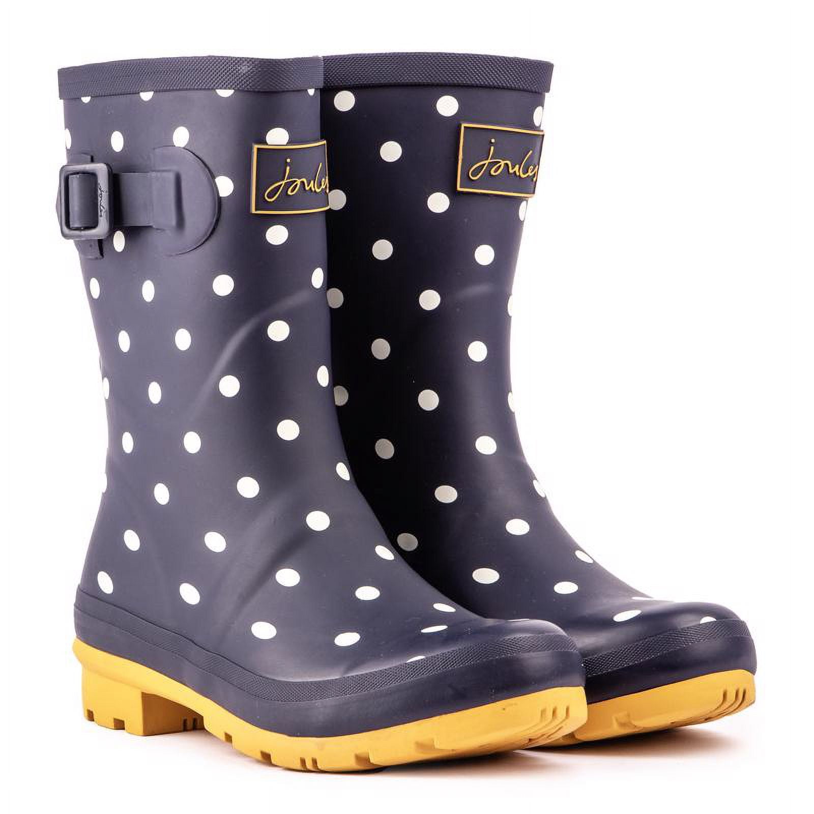 Joules Women's Molly Welly French Navy Spot Knee-High Rubber Rain Boot - 8 M