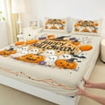 thumbnail image 3 of jejeloiu Cute Ghost Pumpkin Halloween Spooky Bats Black Witch's Hat Twin Sheet Set,Super Cozy Boys Kids Bedding,3 Pieces, 3 of 7