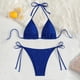 thumbnail image 4 of Trajes de baño Amzcrzy Tankini para mujer, trajes de baño, trajes de baño, bikini, conjunto estampado para mujer, traje de baño de dos piezas con sujetador relleno, ropa de playa azul, L, 4 of 6