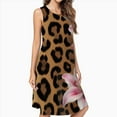 thumbnail image 2 of Pink Lilies Leopard Print Background Dress Loose Women'S Dress Beach Dresses With Pockets Dresses For Womens, 2 of 4