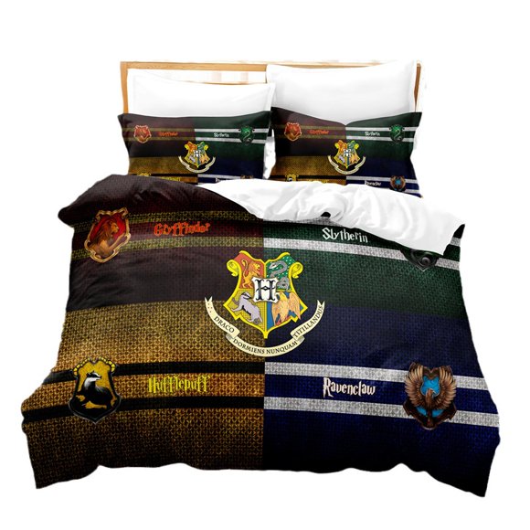 Hogwarts Three-piece Set, Bedding Suit, Duvet Cover Suit, Soft Microfiber, Duvet Cover-Vinsniv