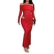 thumbnail image 1 of Vestido NRTHYE de malla con hombros descubiertos y manga larga, maxi fruncido para mujer, 1 of 6