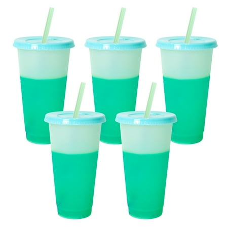 

Color Changing Cups | Reusable Color Changing Cups with Lids and Straws | 5PCS Cold Sensation Change Color Iced Coffee Smoothie Cold Cup Tumbler for Adults Kid Women Summer Party