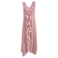 thumbnail image 5 of Ovbmpzd Shift Casual Summer Dresses for Women Maxi Pink Elegant Ruffle Dresses V-Neck Sleeveless Casual Dresses Casual Dresses,L, 5 of 6