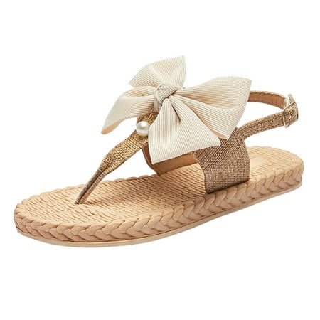 

ZTTD Open Weave Sandals Bow Slip On Breathable Women s Flat Beach Summer Toe Shoes Slippers Women s Slipper White