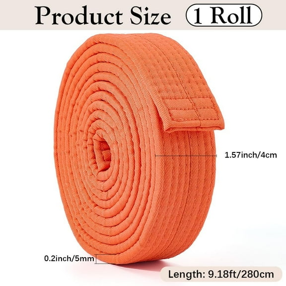 Orange Jiu Jitsu Belts Polyester Martial Arts Belt Judo Karate TKD Aikido Uniform Ranking Belt Long Soft Universal Adults Belts Taekwondo for Men Women Sports Training Equipment 9.18ft