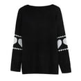 thumbnail image 3 of Women Cute Heart Sweaters Long Sleeve Valentines Day Sweater Crew Neck Casual Ribbed Knit Pullover Top Black, L, 3 of 5